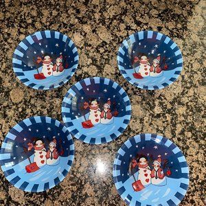 Look Winn Dixie Exclusive Snow Man Christmas Cereal Bowls 6.5" Lot of 5 bowls